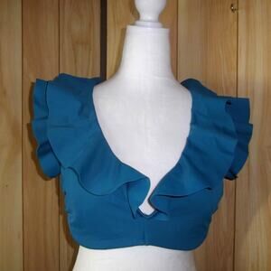 NWT Shade & Shore Blue Ruffled Underwire Built-in Bra Swimwear Top 38DD